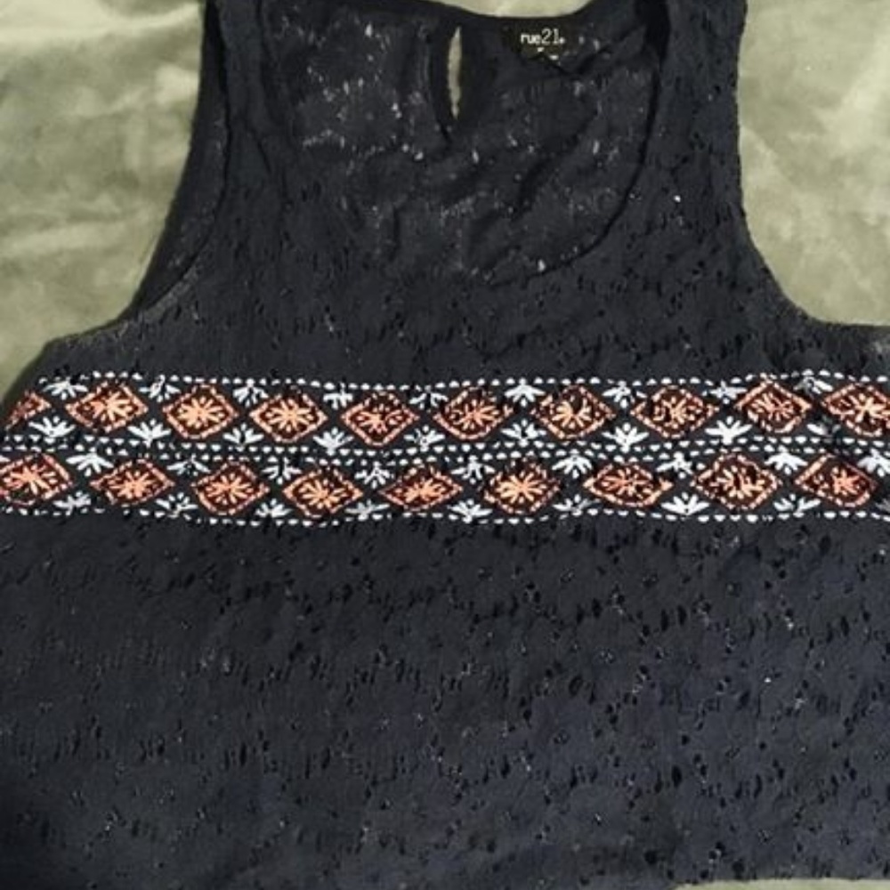 Blue Lace Tank-top with pattern